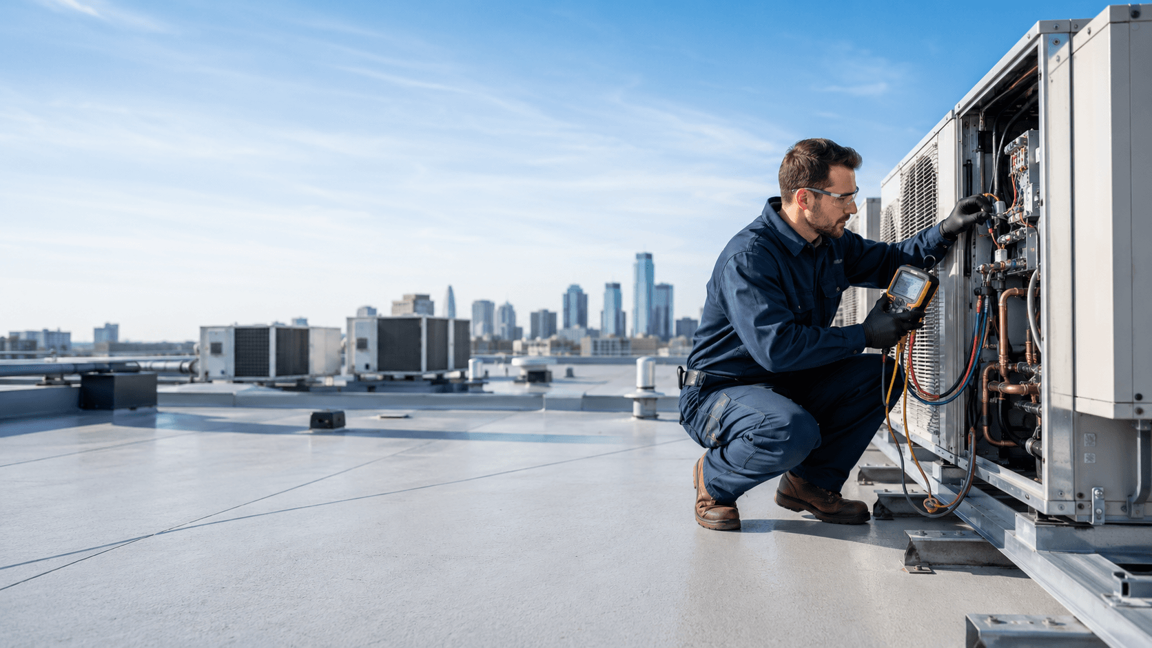 Technician on a service call